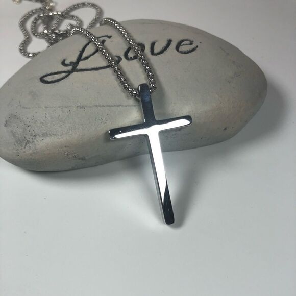 NEW Chunky Silver Cross Choker Necklace - Picture 6 of 9